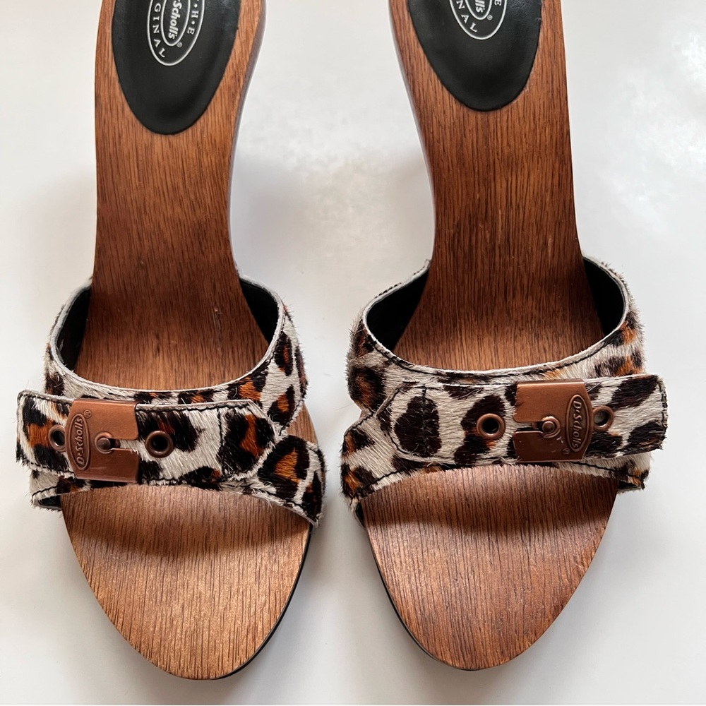Vintage Dr. Scholl’s Leopard Print Kitten Heel Sandals-Size 7M